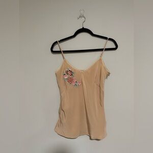 Banana Republic Vintage Y2K Floral Embroidered Silk Cami Top Size 0 Dainty Boho